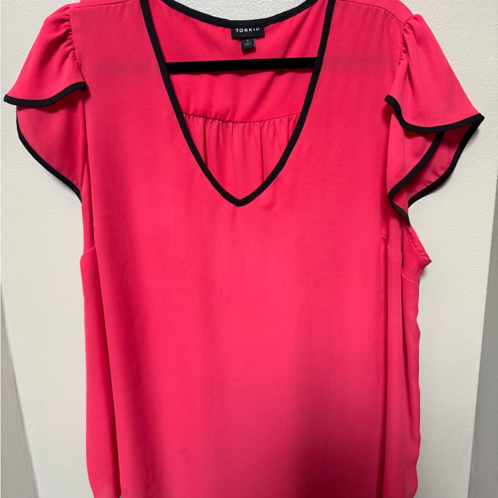 Torrid Fuchsia Ruffle Sleeve Blouse